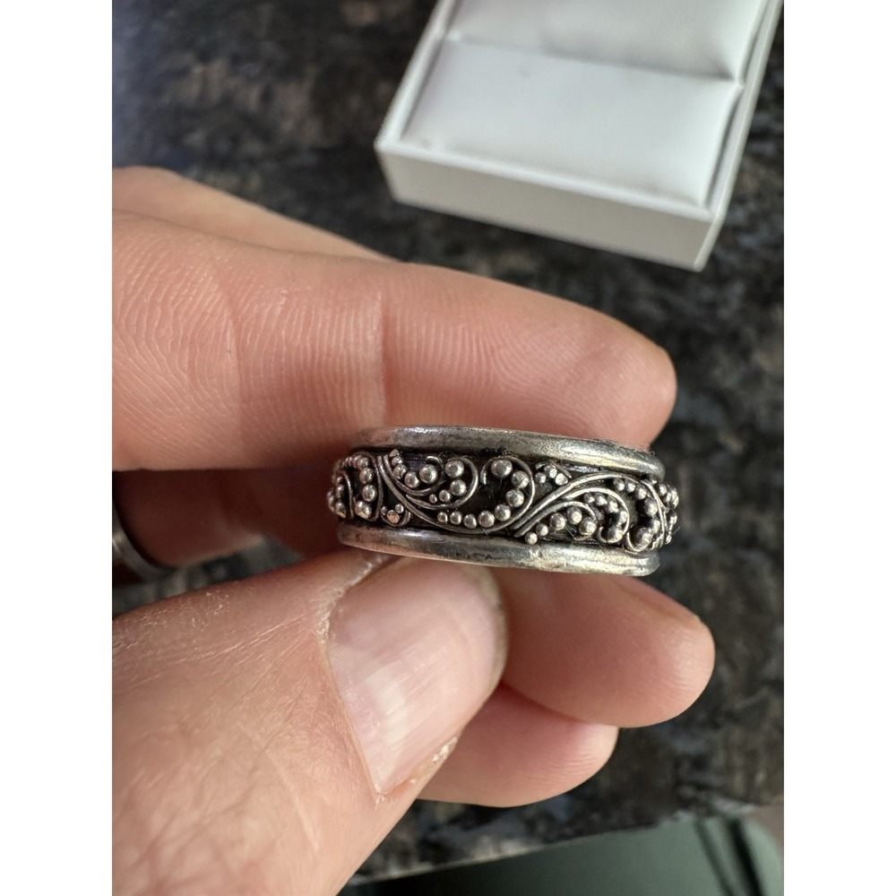 Vtg Sign 925 Sterling Silver LOIS HILL Indonesia โ Carved Band Ring Sz 5.5